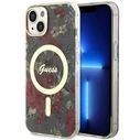 Guess GUHMP14SHCFWSA Apple iPhone 14 khaki hardcase Flower MagSafe