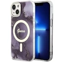 Guess GUHMP14SHTMRSU Apple iPhone 14 purple hardcase Golden Marble MagSafe
