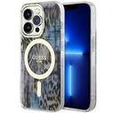 Guess GUHMP14XHLEOPWB Apple iPhone 14 Pro Max niebieski/blue hardcase Leopard MagSafe