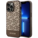 Guess GUHMP14LHGCFSEW Apple iPhone 14 Pro brown hard case GCube Stripes MagSafe