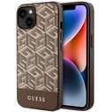 Guess GUHMP14MHGCFSEW Apple iPhone 14 Plus / 15 Plus brown hard case GCube Stripes MagSafe
