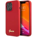 Guess GUHCP13XLSLMGRE Apple iPhone 13 Pro Max burgundy hard case Silicone Vintage Gold Logo