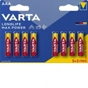Batteries Varta Alkaline AAA Longlife Max Power B5+3