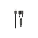 2GO Φορτιστής 15W με καλώδιο 1xUSB-A 1xMicroUSB 1xLightning μαύρο