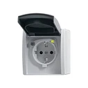 Busch-Jaeger FI-Schukomat Insert 3120 EWB-53 – Schuko outlet with integrated RCD, grey, surface-mounted, IP44
