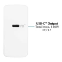 GoodConnections Φορτιστής 140W USB-C QC5.0 με καλώδιο USB-C 1,2m, Λευκό