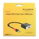 Αντάπτορας USB 3.0 σε HDMI DELOCK 62736 20 cm Μαύρο