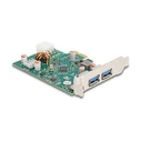 Delock PCI Express x1 Card — 1× external USB Type-C (Power Delivery 30 W) + 2× external USB Type-A (USB 5 Gbps) (MPN: 90229)
