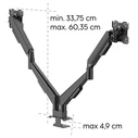 Hama Dual Monitor Gas Spring Desk Mount, 2 Arms, 17"–35" (Model 220907)