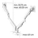 Hama 220908 Dual Monitor Desk Mount (Gas Spring), 2 Arms, 13" - 35", White
