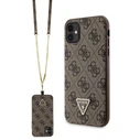 Guess GUHCN61P4TDSCPW Apple iPhone 11/XR hardcase Crossbody 4G Metal Logo brown