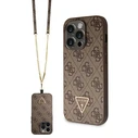 Guess GUHCP14LP4TDSCPW Apple iPhone 14 Pro hardcase Crossbody 4G Metal Logo brown