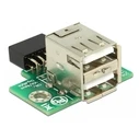 Connector Delock Αντάπτορας USB 2.0 9 pin header (F) σε 2x USB (F) 41429, 2.54mm