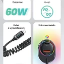 USAMS US-CC193 car charger 1xUSB-A 18W+1xUSB-C 30W + cable Ligtning 30W PD+QC Fast Charge black