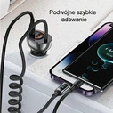 USAMS US-CC193 car charger 1xUSB-A 18W+1xUSB-C 30W + cable Ligtning 30W PD+QC Fast Charge black
