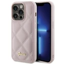 Guess GUHCP15LPSQSQSP Apple iPhone 15 Pro hardcase Quilted Metal Logo pink