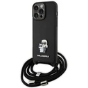 Karl Lagerfeld KLHCP15XSAKCPSK Apple iPhone 15 Pro Max hardcase Crossbody Saffiano Metal Pin Karl & Choupette black