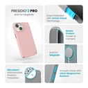 Speck Presidio2 Pro MagSafe Apple iPhone 15 (Dahlia Pink/Rose Copper/White)