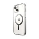 Speck Presidio Perfect-Clear MagSafe Apple iPhone 15 (Clear/Chrome Finish/Serene Silver)