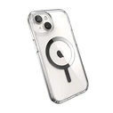 Speck Presidio Perfect-Clear MagSafe Apple iPhone 15 (Clear/Chrome Finish/Serene Silver)