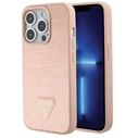 Guess GUHCP15XPCRTHCP Apple iPhone 15 Pro Max hardcase Croco Triangle Metal Logo pink