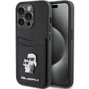 Karl Lagerfeld KLHCP15LSAPKCNPK Apple iPhone 15 Pro hardcase Saffiano Cardslot Karl&Choupette Metal Pin black