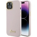 Guess GUHCP15SSMBSLP Apple iPhone 15 hardcase Silicone Script Metal Logo & Frame pink