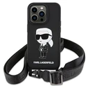 Karl Lagerfeld KLHCP15SSCBSKNK Apple iPhone 15 hardcase Crossbody Silicone Ikonik black