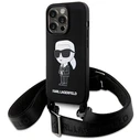 Karl Lagerfeld KLHCP15XSCBSKNK Apple iPhone 15 Pro Max hardcase Crossbody Silicone Ikonik black