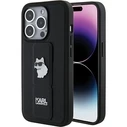 Karl Lagerfeld KLHCP15LGSACHPK iPhone 15 Pro Black hardcase Gripstand Saffiano Choupette Pins