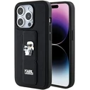 Karl Lagerfeld KLHCP15LGSAKCPK iPhone 15 Pro Black hardcase Gripstand Saffiano Karl&Choupette Pins
