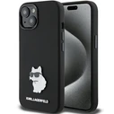 Karl Lagerfeld KLHCP15MSMHCNPK iPhone 15 Plus Black Silicone Choupette Metal Pin