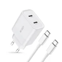 Tech-Protect C20W Network Charger 2xUSB-C, PD, 20W + USB-C / USB-C cable 100cm White