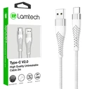 Καλώδιo USB Lamtech Type-C V2,0 HIGH QUALITY UNBREAKABLE SILVER 2M