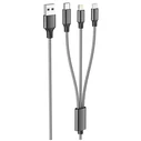 Καλώδιo USB Lamtech HIGH QUALITY 3 IN 1 With METALLIC SHELL Black 1M