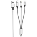 Καλώδιo USB Lamtech HIGH QUALITY 3 IN 1 With METALLIC SHELL SILVER 1M