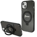 Guess GUHMP13MHRSGSK Apple iPhone 13 / 14 / 15 hardcase Ring Stand Script Glitter MagSafe black