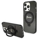 Guess GUHMP13XHRSGSK Apple iPhone 13 Pro Max hardcase Ring Stand Script Glitter MagSafe black