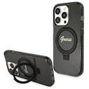 Guess GUHMP14LHRSGSK Apple iPhone 14 Pro hardcase Ring Stand Script Glitter MagSafe black