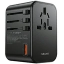 USAMS T62 Univesal Travel Charger US/AU/EU/UK 1xUSB, 2xUSB-C 65W black 