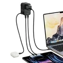 USAMS T62 Univesal Travel Charger US/AU/EU/UK 1xUSB, 2xUSB-C 65W black 