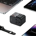 USAMS T62 Univesal Travel Charger US/AU/EU/UK 1xUSB, 2xUSB-C 65W black 