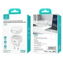 USAMS US-CC202 wall charger USB-C + Lighning cable PD QC 35W white