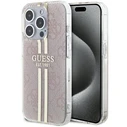 Guess GUHCP15LH4PSEGP Apple iPhone 15 Pro hardcase IML 4G Gold Stripe pink