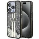 Guess GUHCP15LLFCSEGK Apple iPhone 15 Pro hardcase Liquid Glitter Gold Stripes black