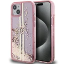 Guess GUHCP15MLFCSEGP Apple iPhone 15 Plus / 14 Plus hardcase Liquid Glitter Gold Stripes pink
