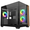 Cooler Master Elite 481 Wood - Mini Tower Computer Case with Side Window & ARGB Lighting, Black