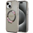 Guess GUHMP15SHFWFCK Apple iPhone 15 / 14 / 13 hardcase IML Flowers Wreatch MagSafe black