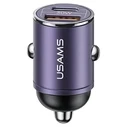 USAMS C38 USB-A, USB-C 30W PD Fast Charge car charger purple