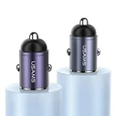 USAMS C38 USB-A, USB-C 30W PD Fast Charge car charger purple